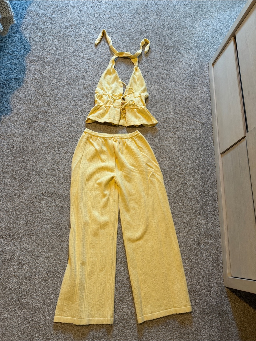 Yellow Halter Crop Top - Women's Yellow Halter Knit Top